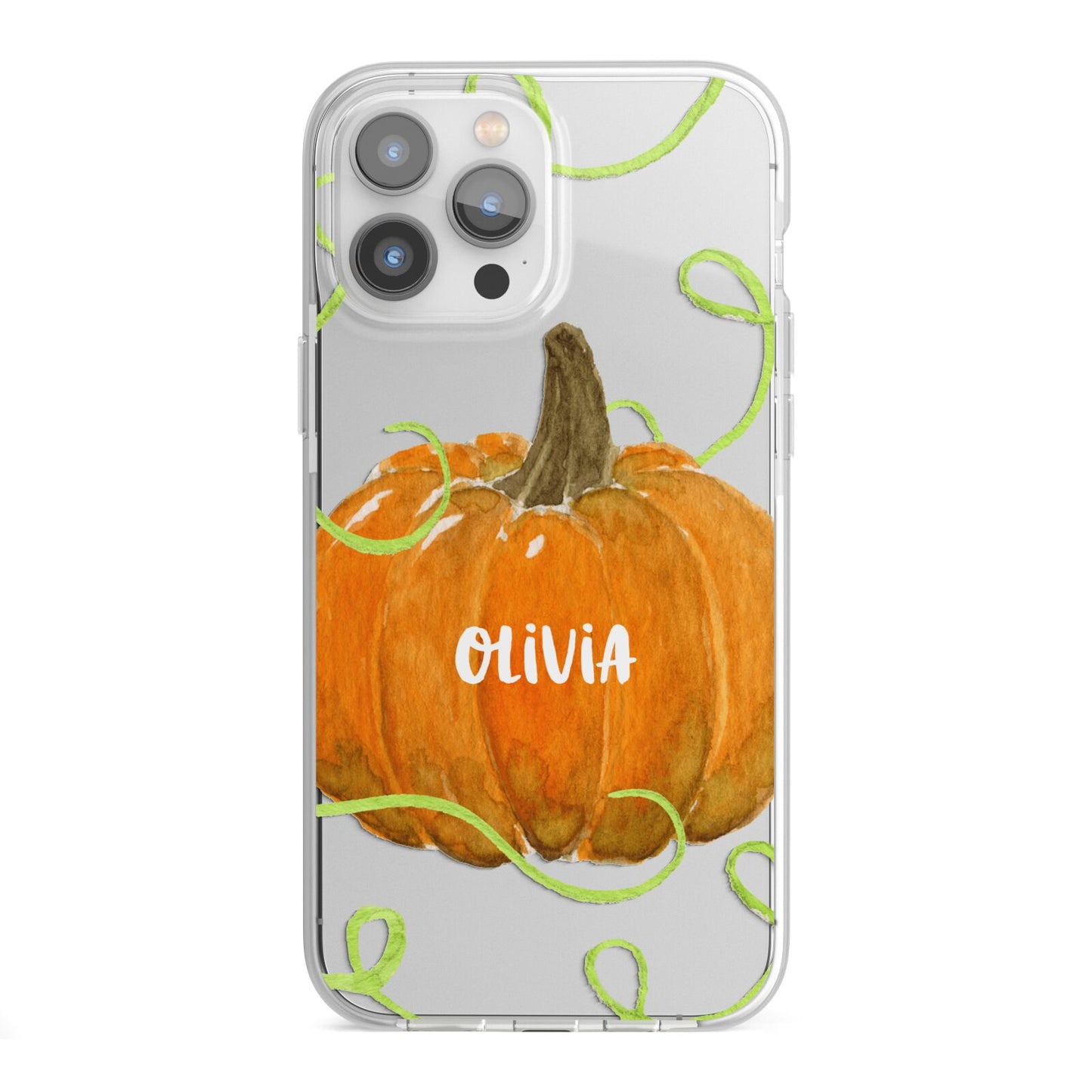 Halloween Pumpkin Personalised iPhone 13 Pro Max TPU Impact Case with White Edges