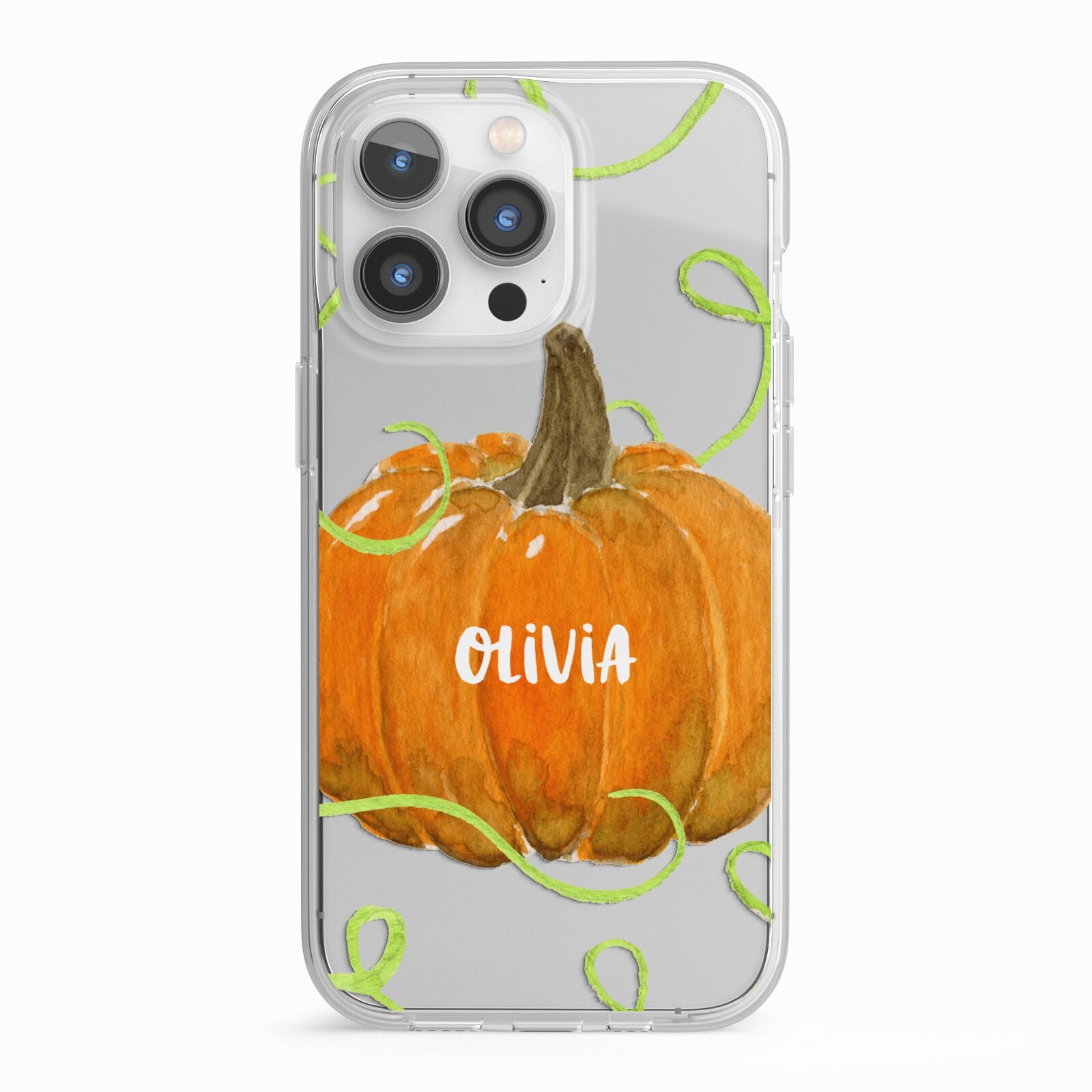 Halloween Pumpkin Personalised iPhone 13 Pro TPU Impact Case with White Edges