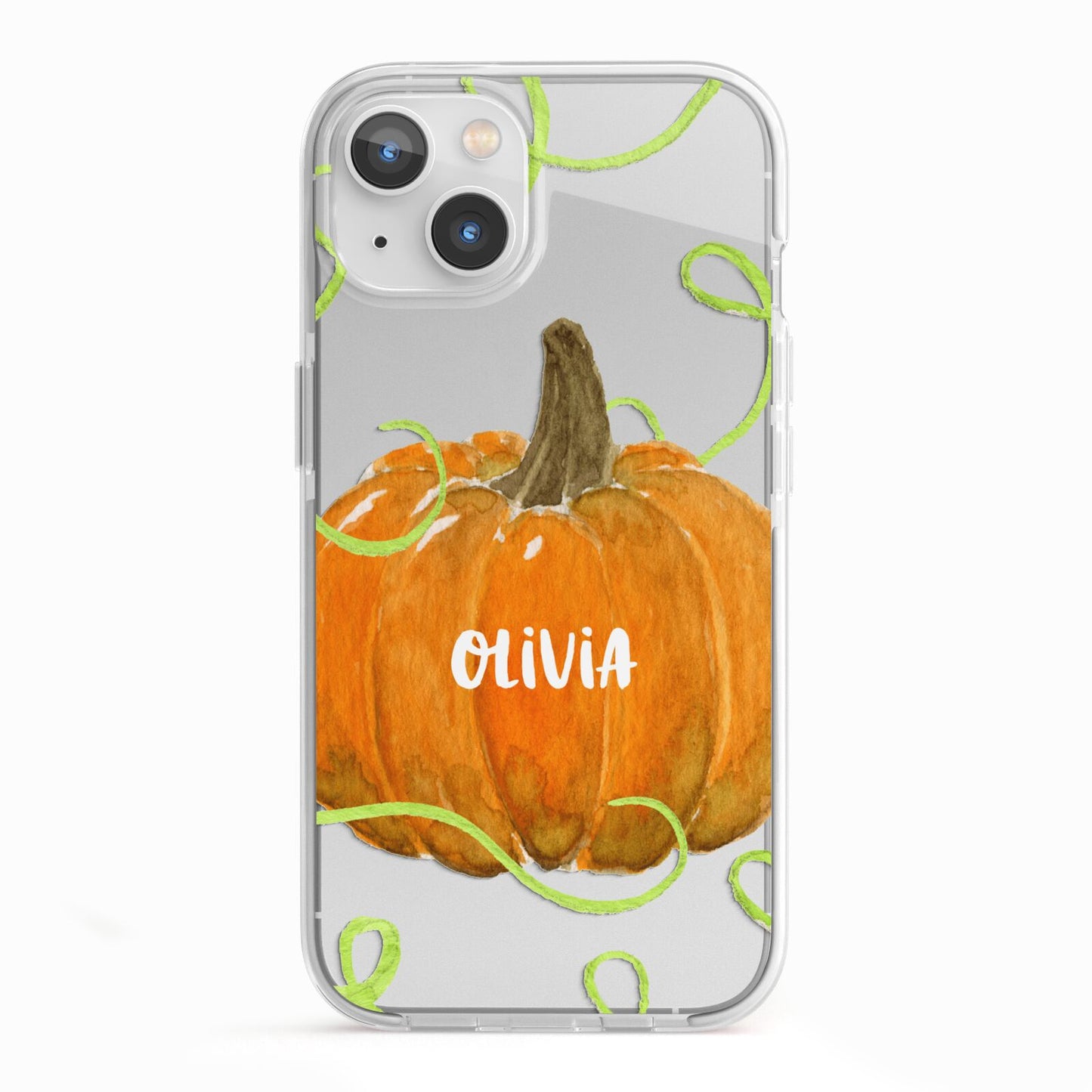 Halloween Pumpkin Personalised iPhone 13 TPU Impact Case with White Edges