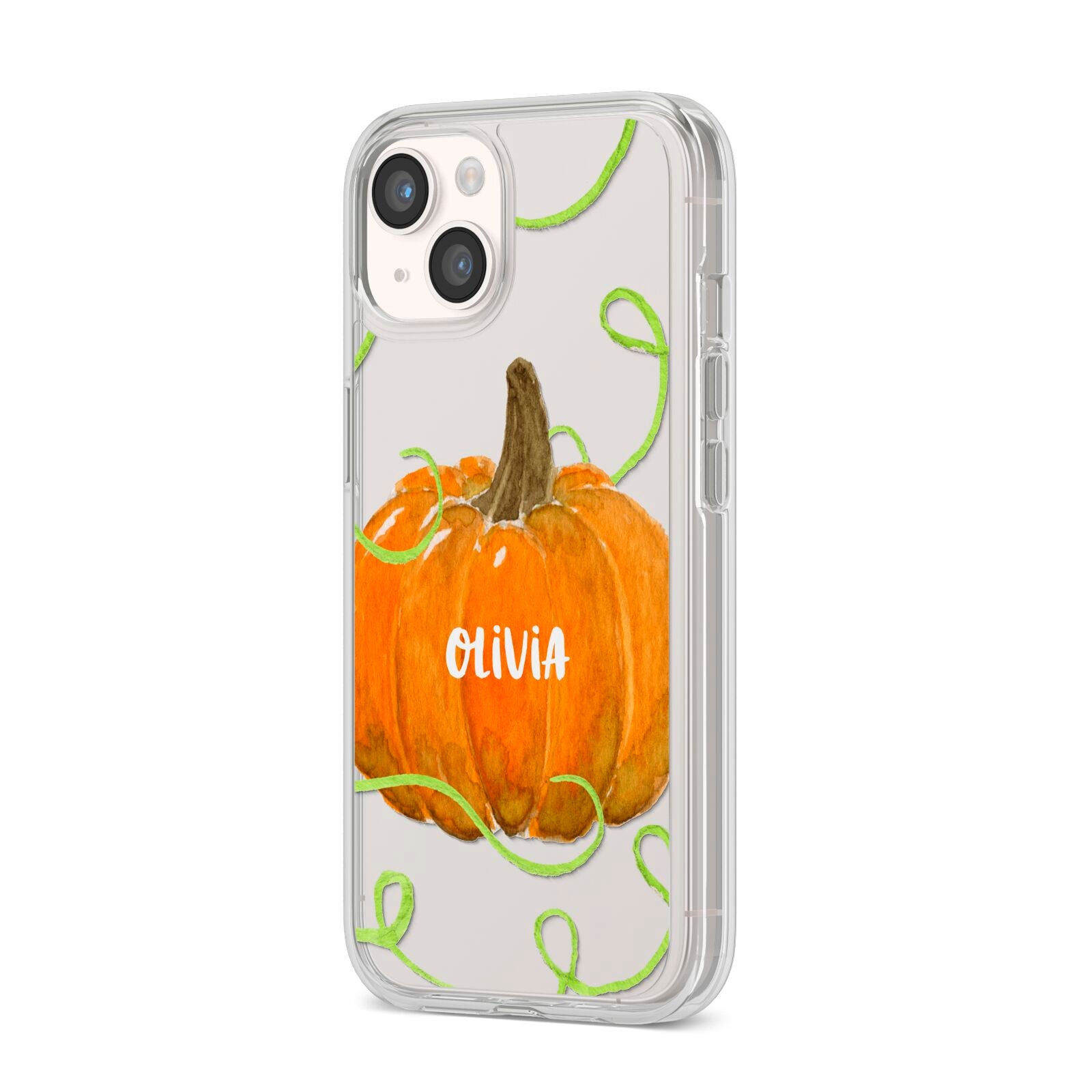 Halloween Pumpkin Personalised iPhone 14 Clear Tough Case Starlight Angled Image