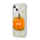 Halloween Pumpkin Personalised iPhone 14 Glitter Tough Case Starlight Angled Image
