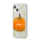 Halloween Pumpkin Personalised iPhone 14 Glitter Tough Case Starlight Angled Image