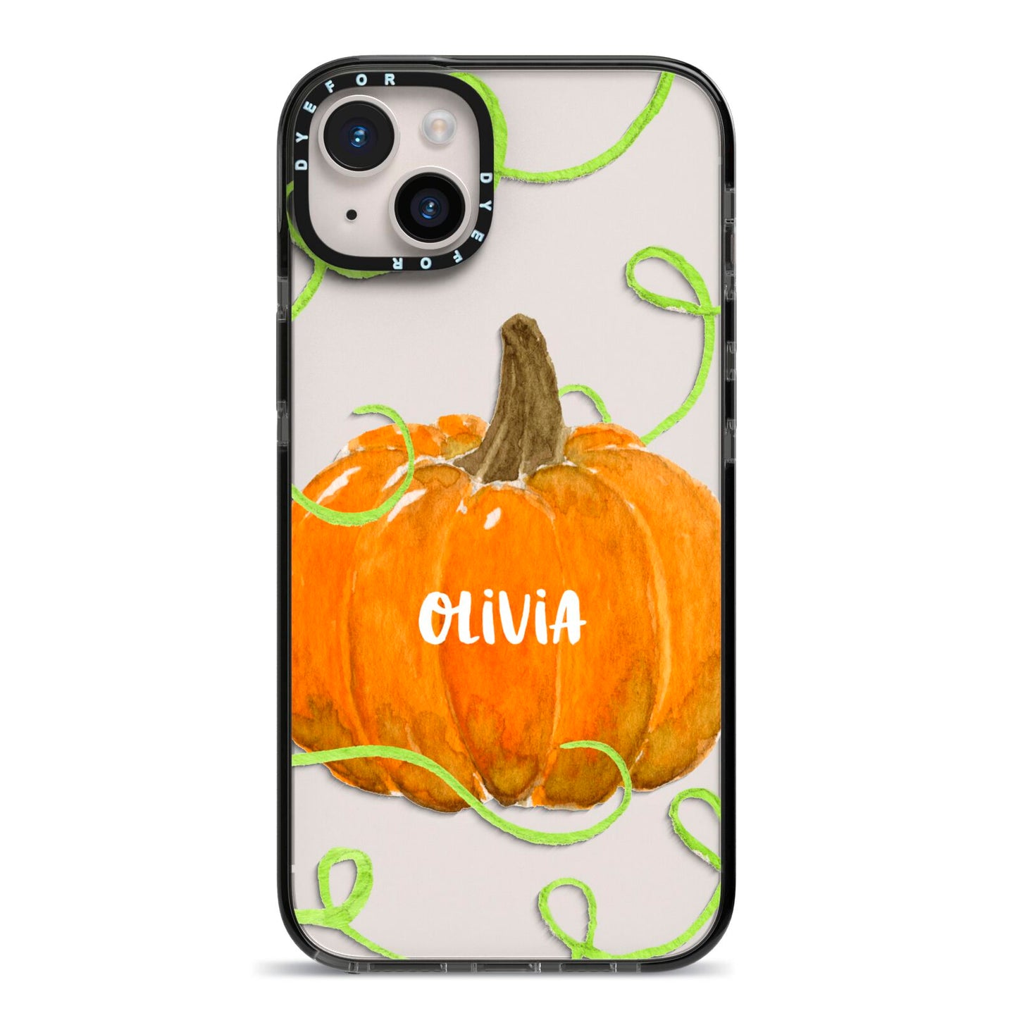 Halloween Pumpkin Personalised iPhone 14 Plus Black Impact Case on Silver phone