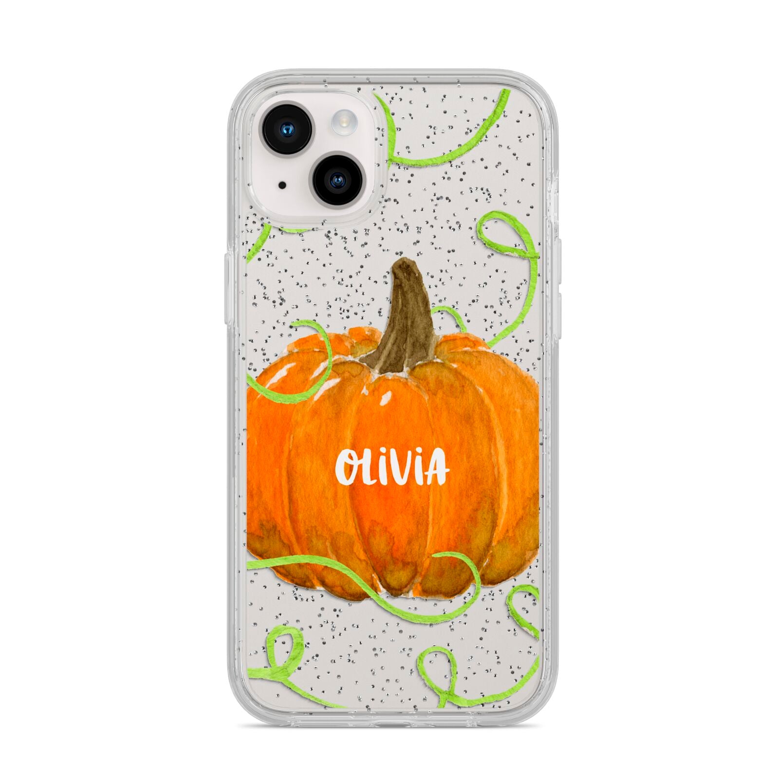 Halloween Pumpkin Personalised iPhone 14 Plus Glitter Tough Case Starlight