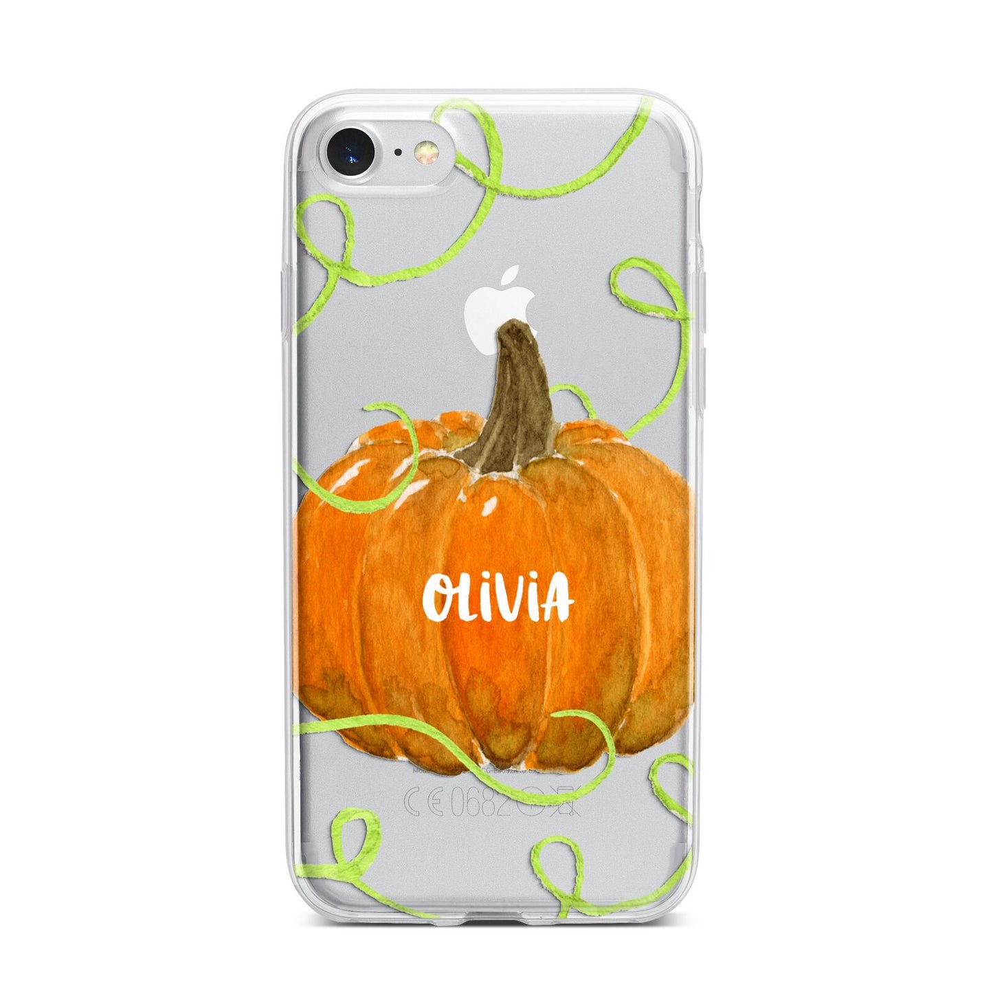 Halloween Pumpkin Personalised iPhone 7 Bumper Case on Silver iPhone