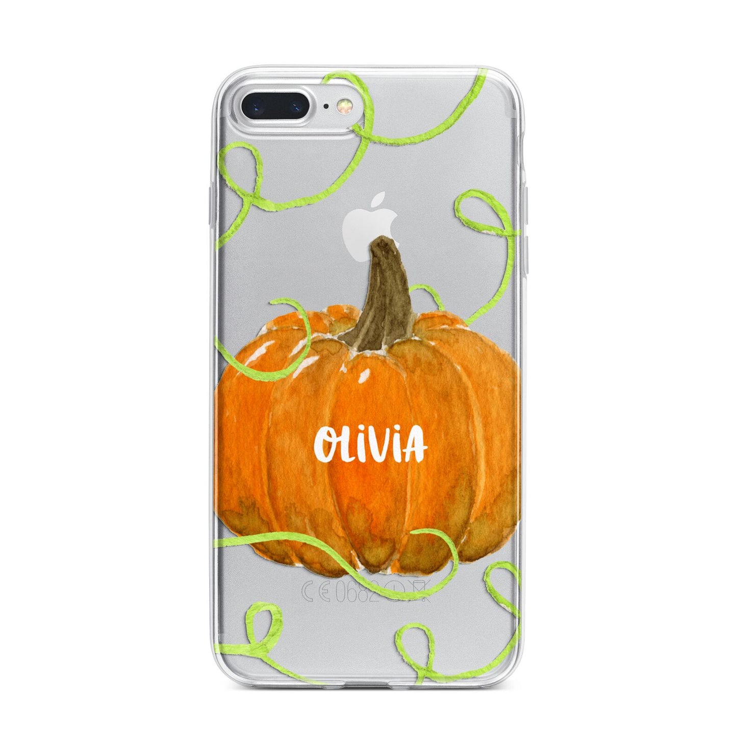 Halloween Pumpkin Personalised iPhone 7 Plus Bumper Case on Silver iPhone