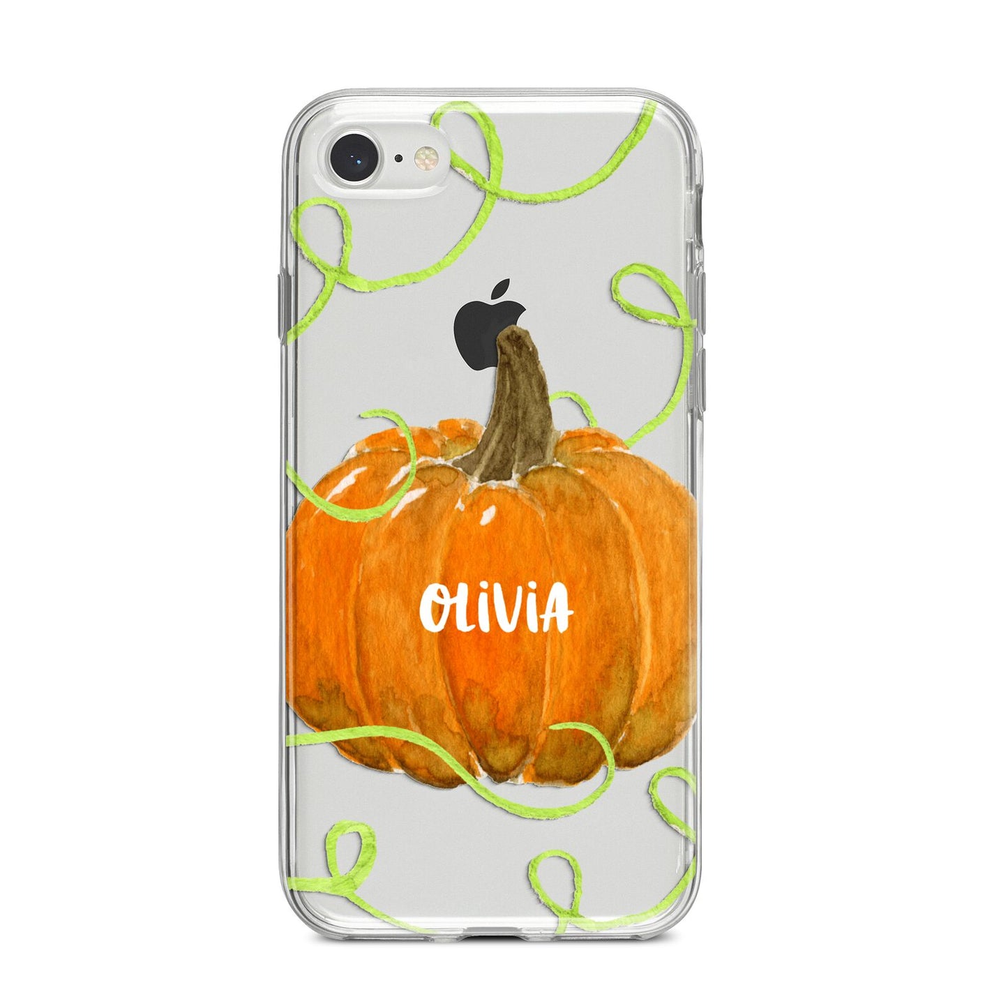 Halloween Pumpkin Personalised iPhone 8 Bumper Case on Silver iPhone