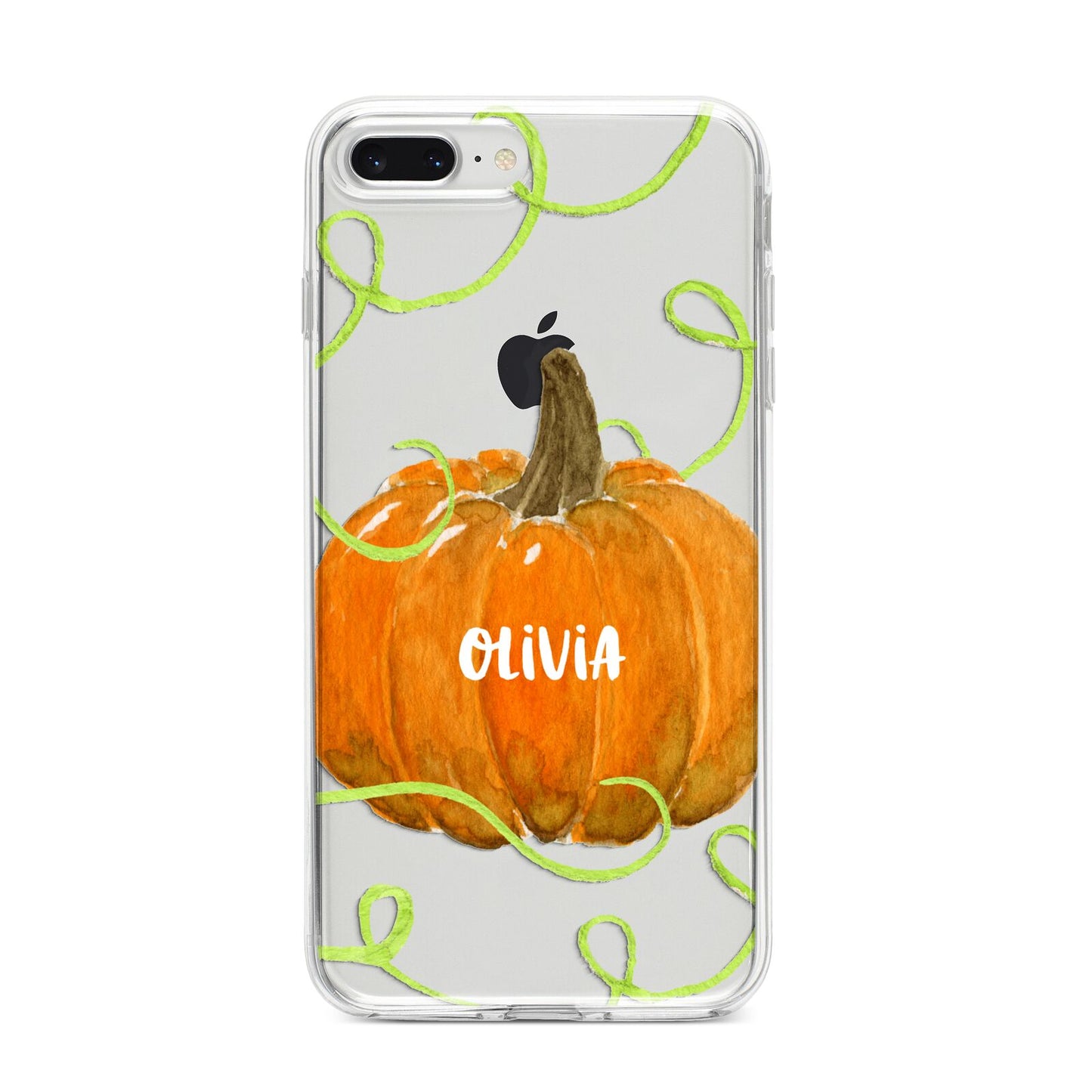 Halloween Pumpkin Personalised iPhone 8 Plus Bumper Case on Silver iPhone