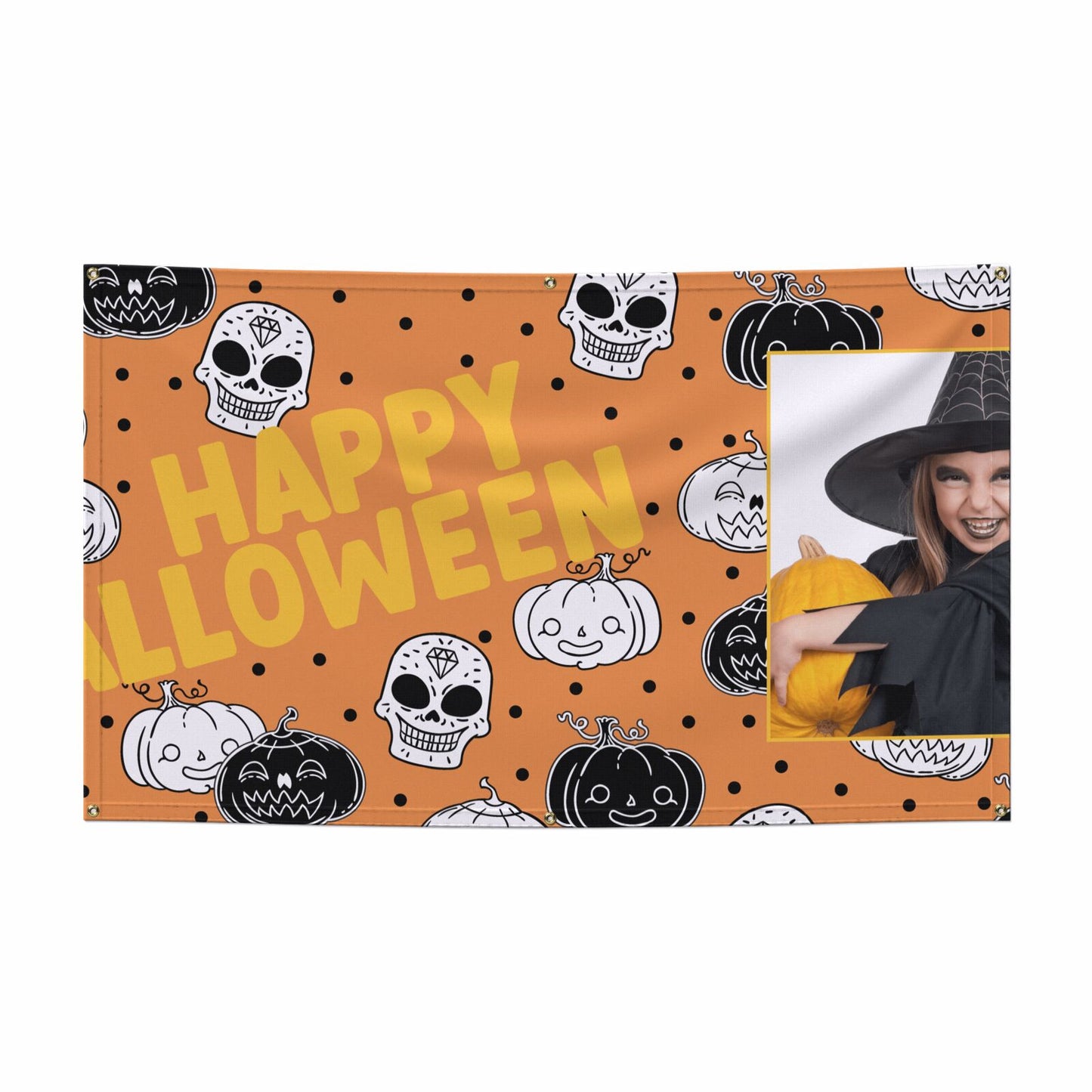 Halloween Pumpkins Photo Upload 5x3 Vinly Banner with Grommets