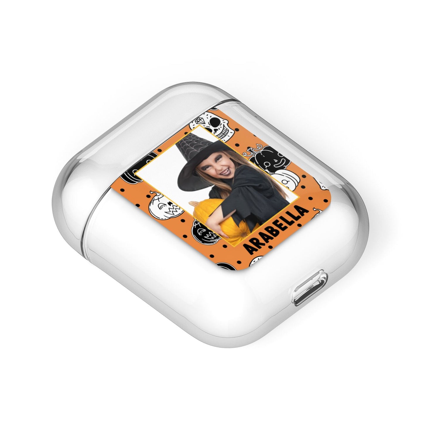 Halloween Pumpkins Photo Upload AirPods Case Laid Flat