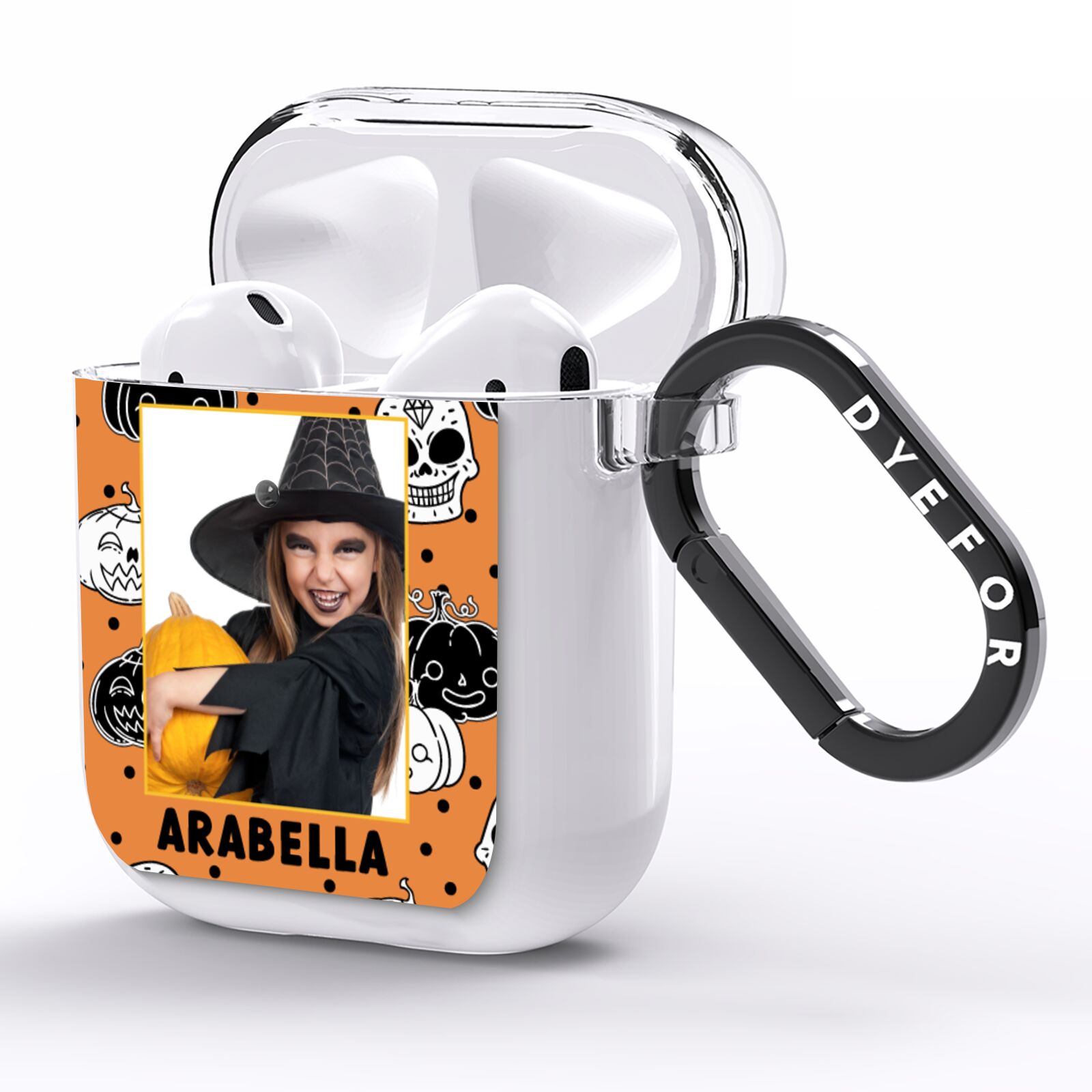 Halloween Pumpkins Photo Upload AirPods Clear Case Side Image