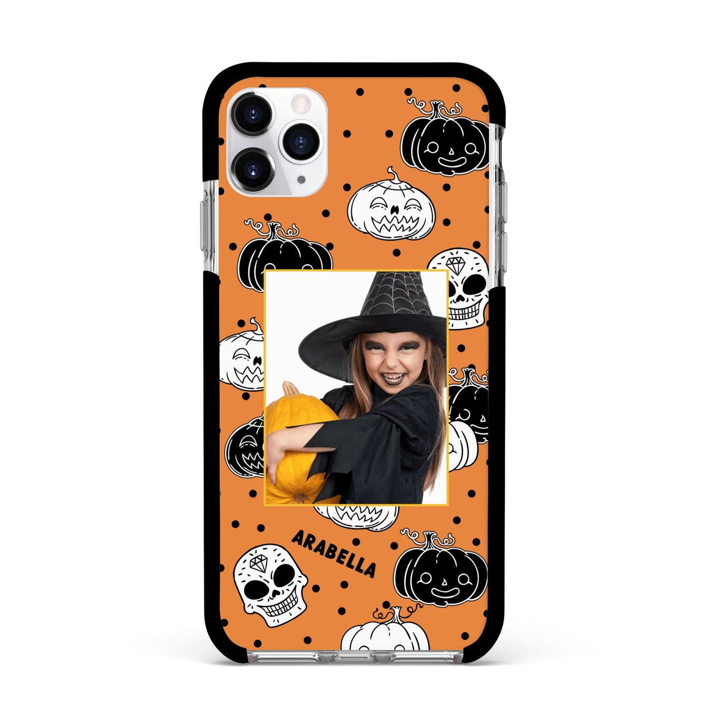 Halloween Pumpkins Photo Upload Apple iPhone 11 Pro Max in Silver with Black Impact Case
