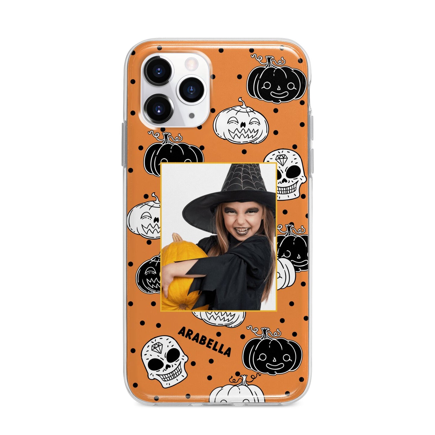 Halloween Pumpkins Photo Upload Apple iPhone 11 Pro Max in Silver with Bumper Case