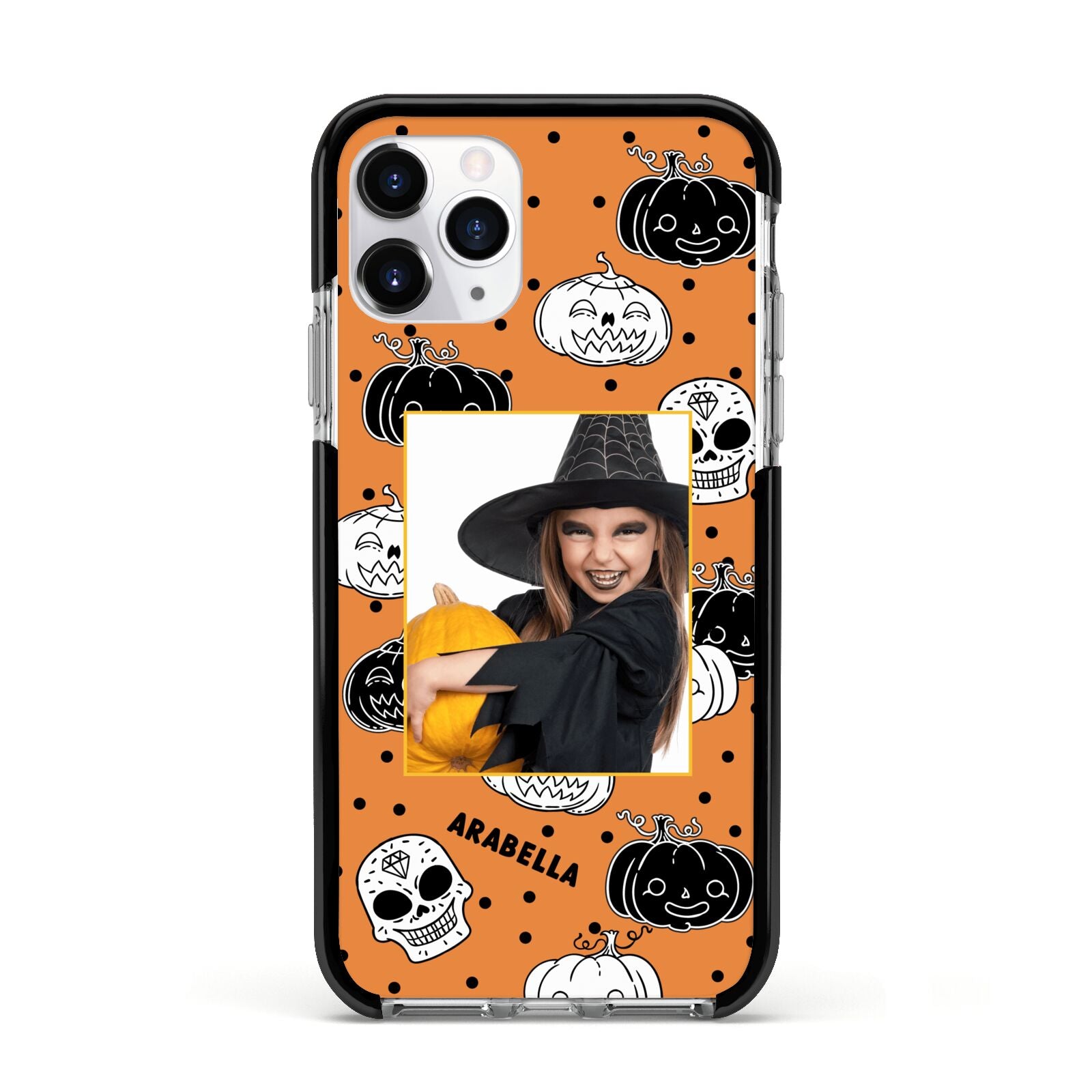 Halloween Pumpkins Photo Upload Apple iPhone 11 Pro in Silver with Black Impact Case
