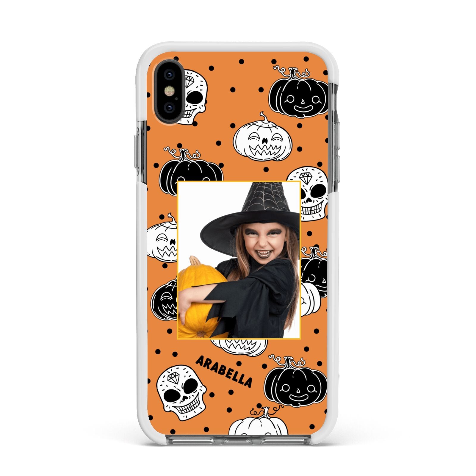 Halloween Pumpkins Photo Upload Apple iPhone Xs Max Impact Case White Edge on Black Phone