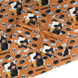 Halloween Pumpkins Photo Upload Wrapping Paper