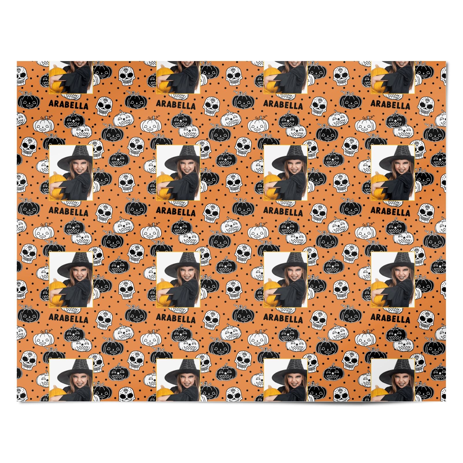 Halloween Pumpkins Photo Upload Personalised Wrapping Paper Alternative