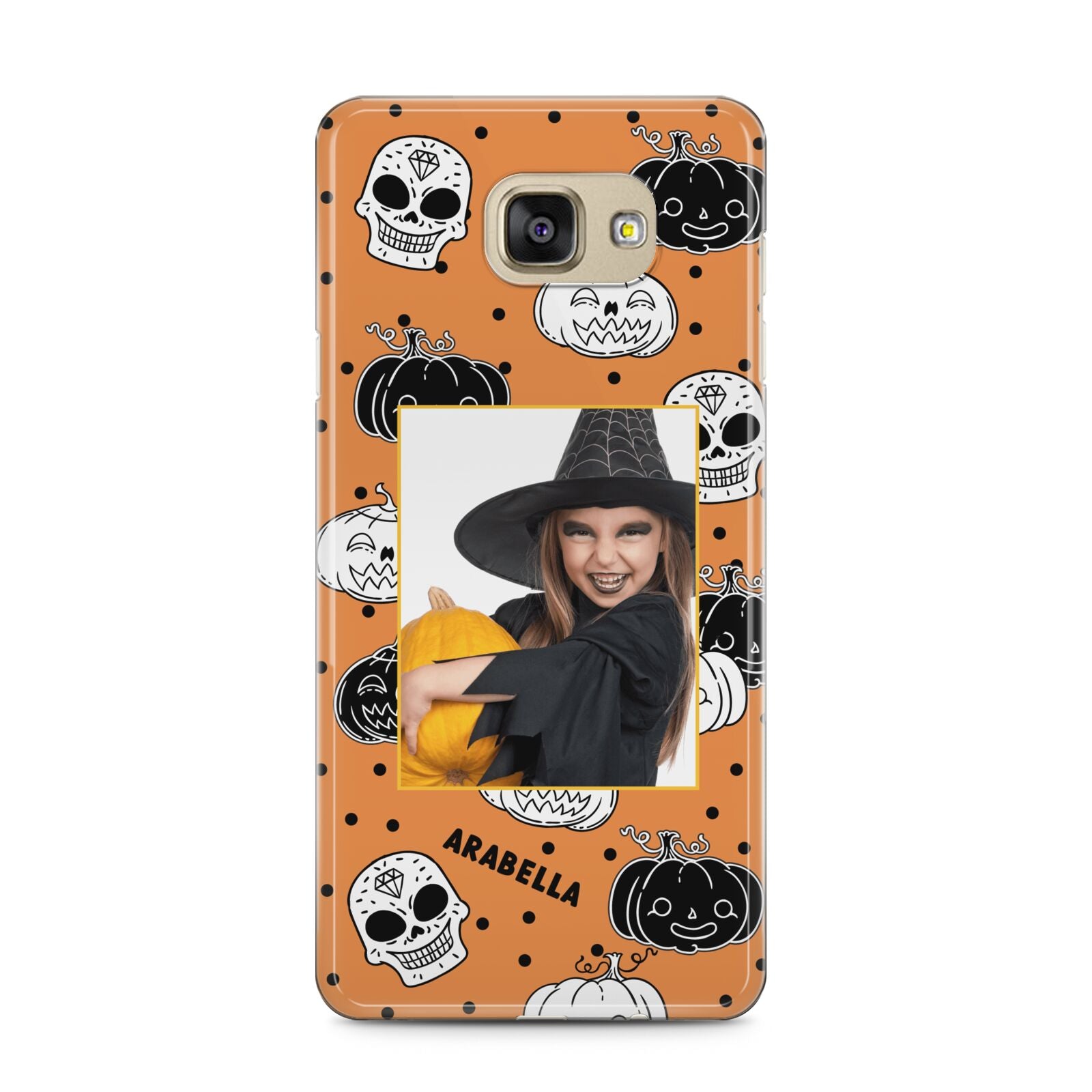 Halloween Pumpkins Photo Upload Samsung Galaxy A5 2016 Case on gold phone