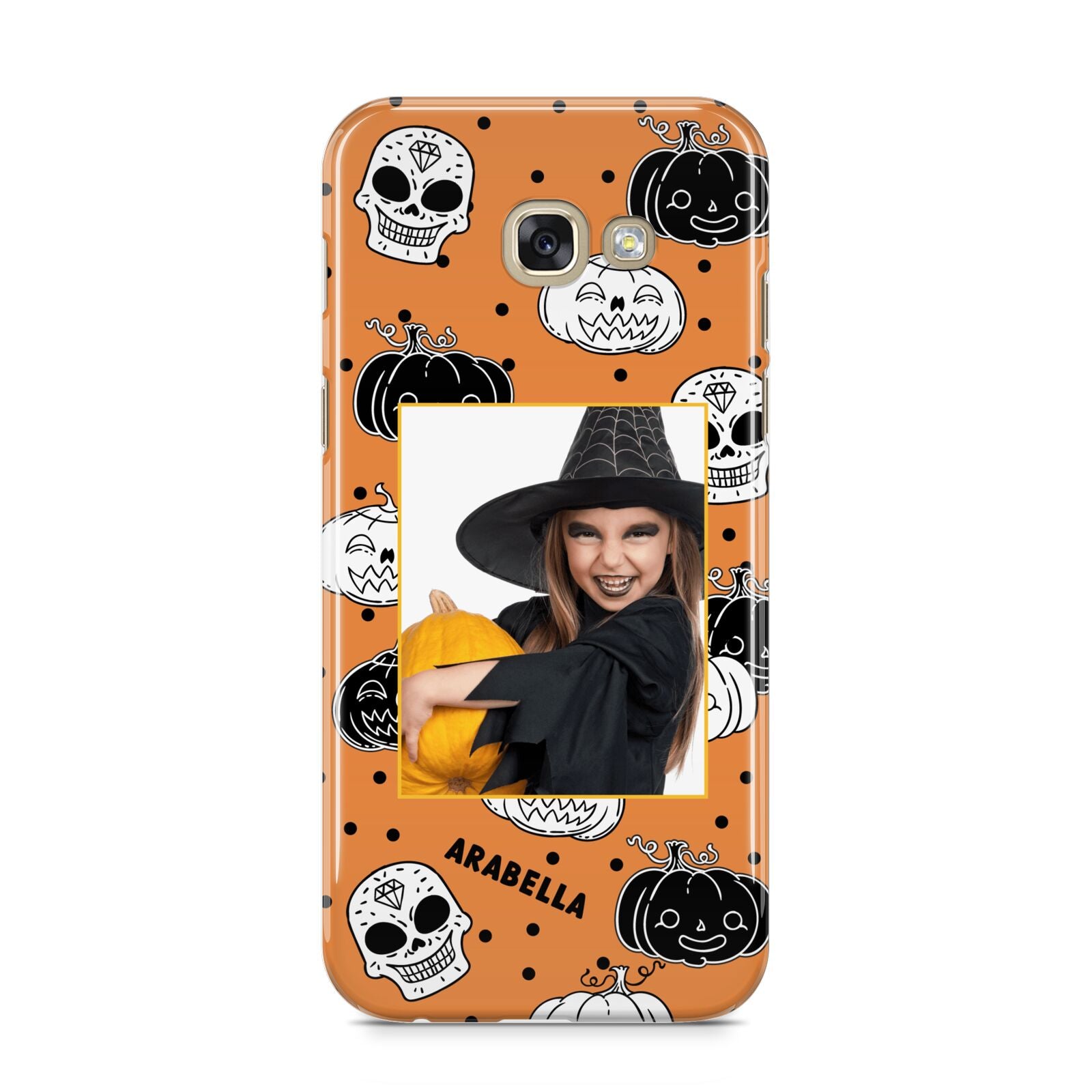 Halloween Pumpkins Photo Upload Samsung Galaxy A5 2017 Case on gold phone