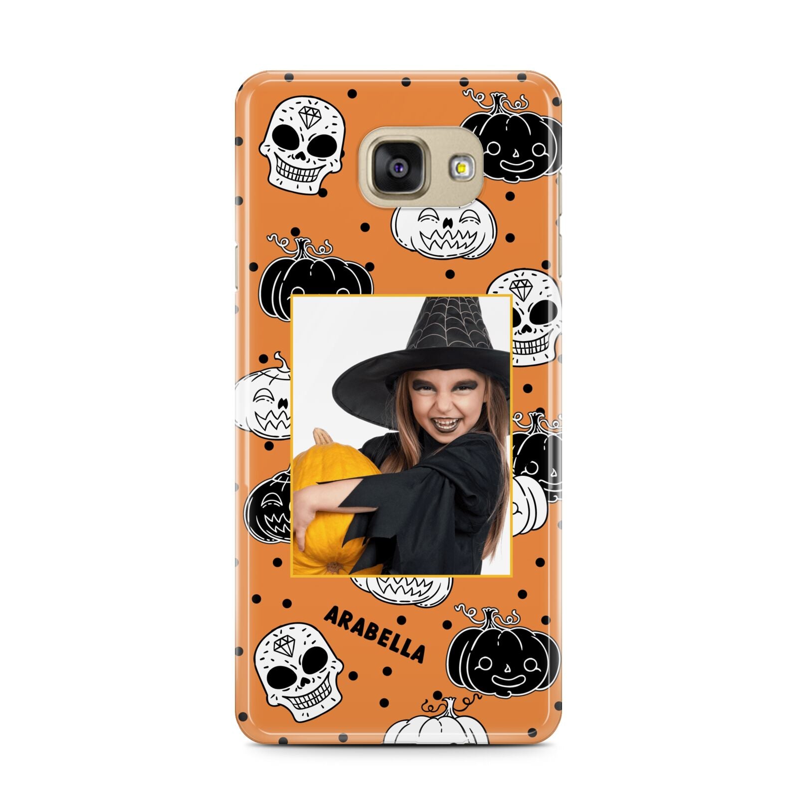 Halloween Pumpkins Photo Upload Samsung Galaxy A7 2016 Case on gold phone
