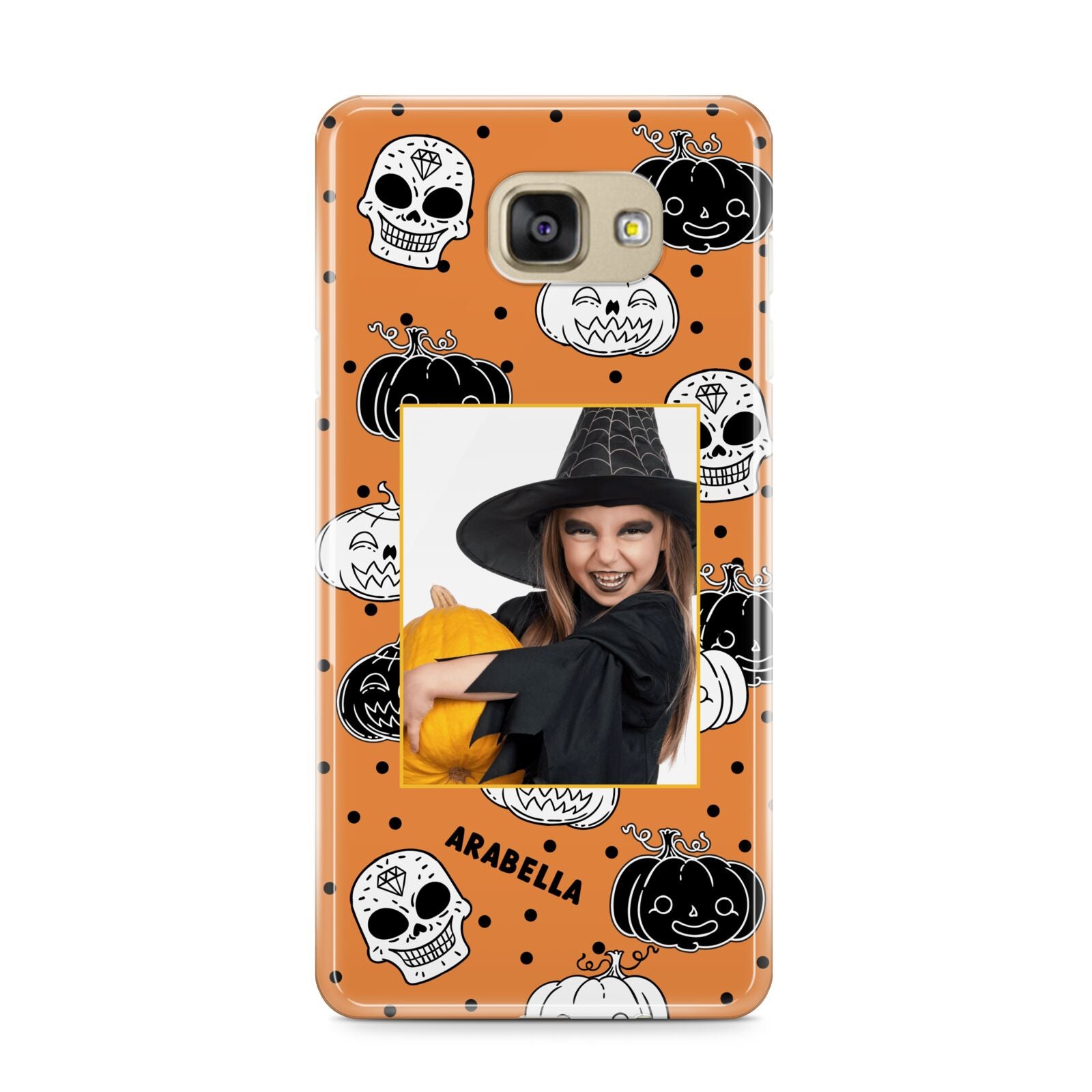 Halloween Pumpkins Photo Upload Samsung Galaxy A9 2016 Case on gold phone