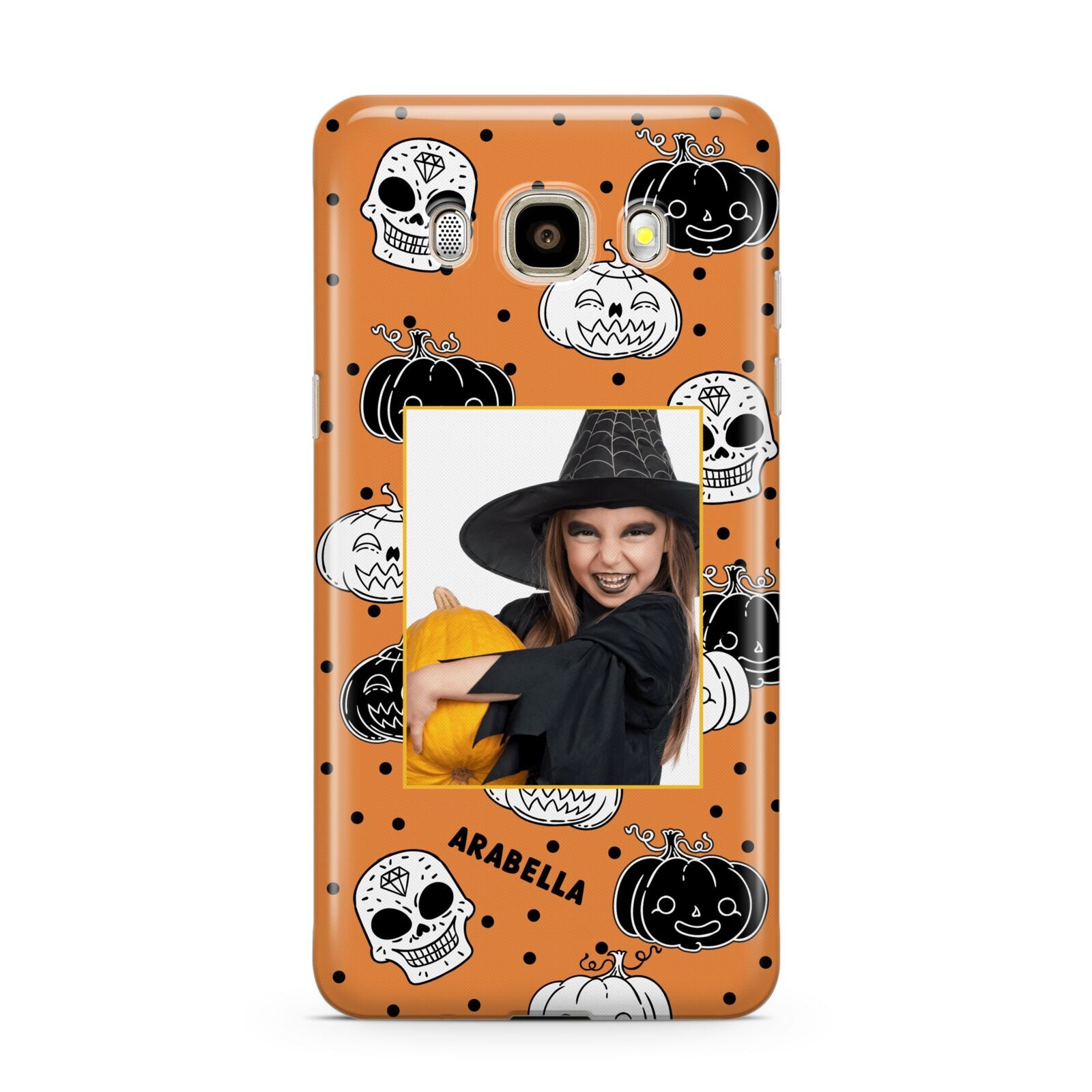 Halloween Pumpkins Photo Upload Samsung Galaxy J7 2016 Case on gold phone