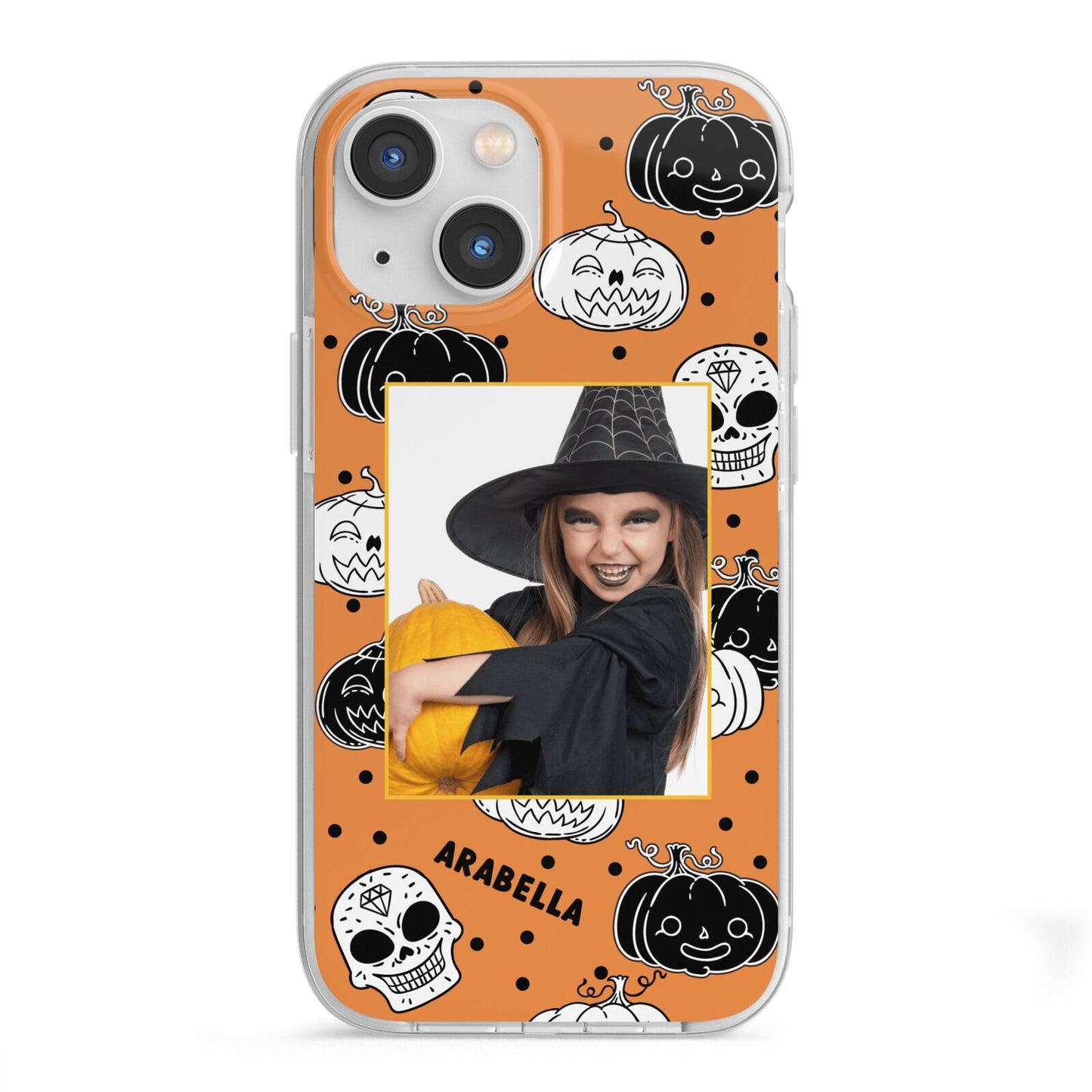 Halloween Pumpkins Photo Upload iPhone 13 Mini TPU Impact Case with White Edges