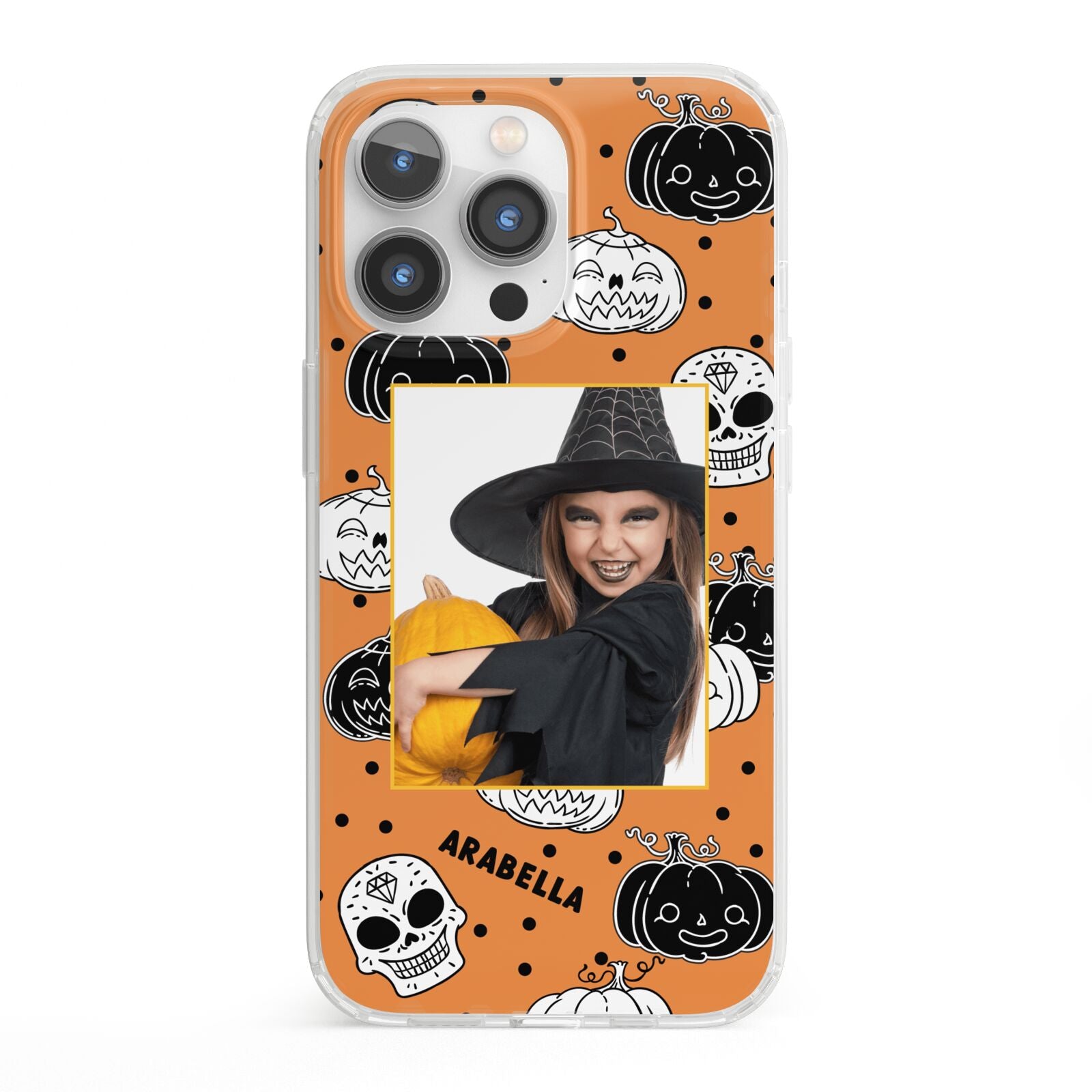 Halloween Pumpkins Photo Upload iPhone 13 Pro Clear Bumper Case