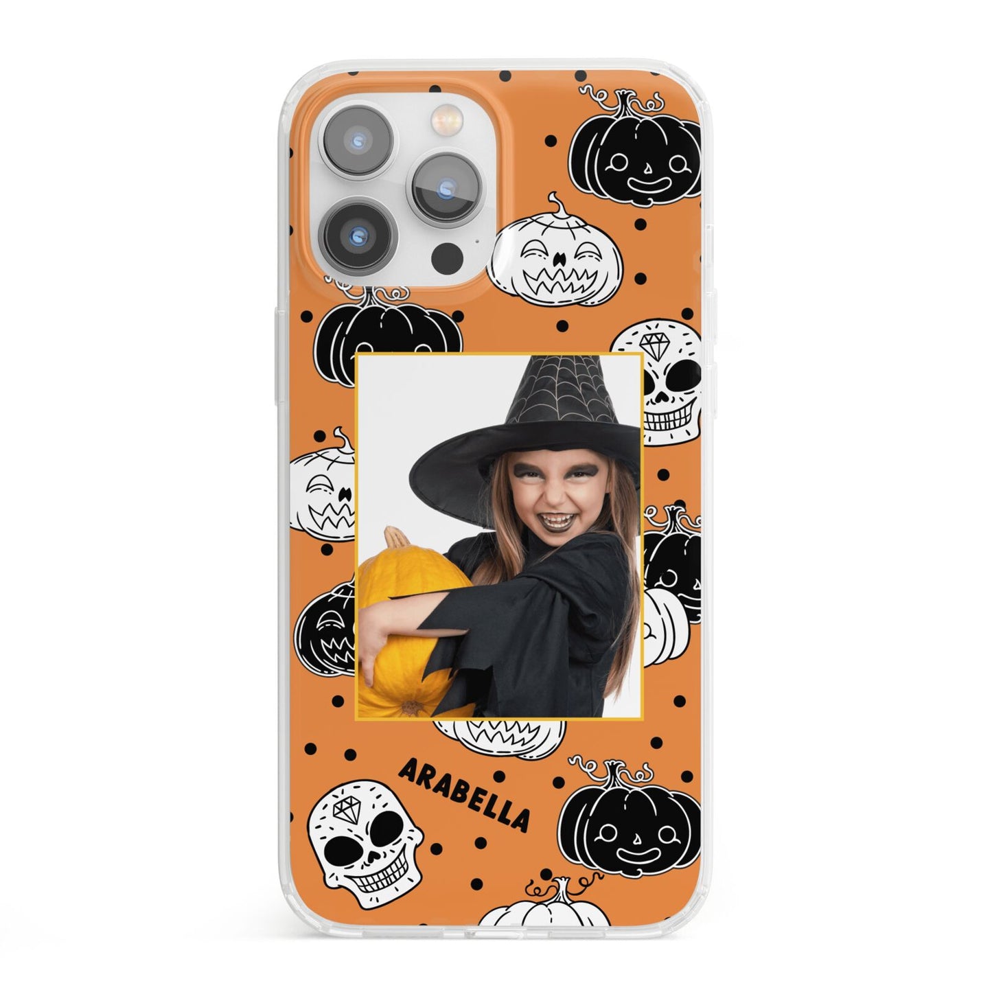 Halloween Pumpkins Photo Upload iPhone 13 Pro Max Clear Bumper Case