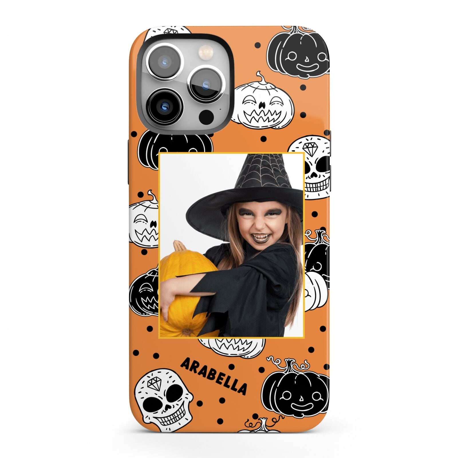 Halloween Pumpkins Photo Upload iPhone 13 Pro Max Full Wrap 3D Tough Case