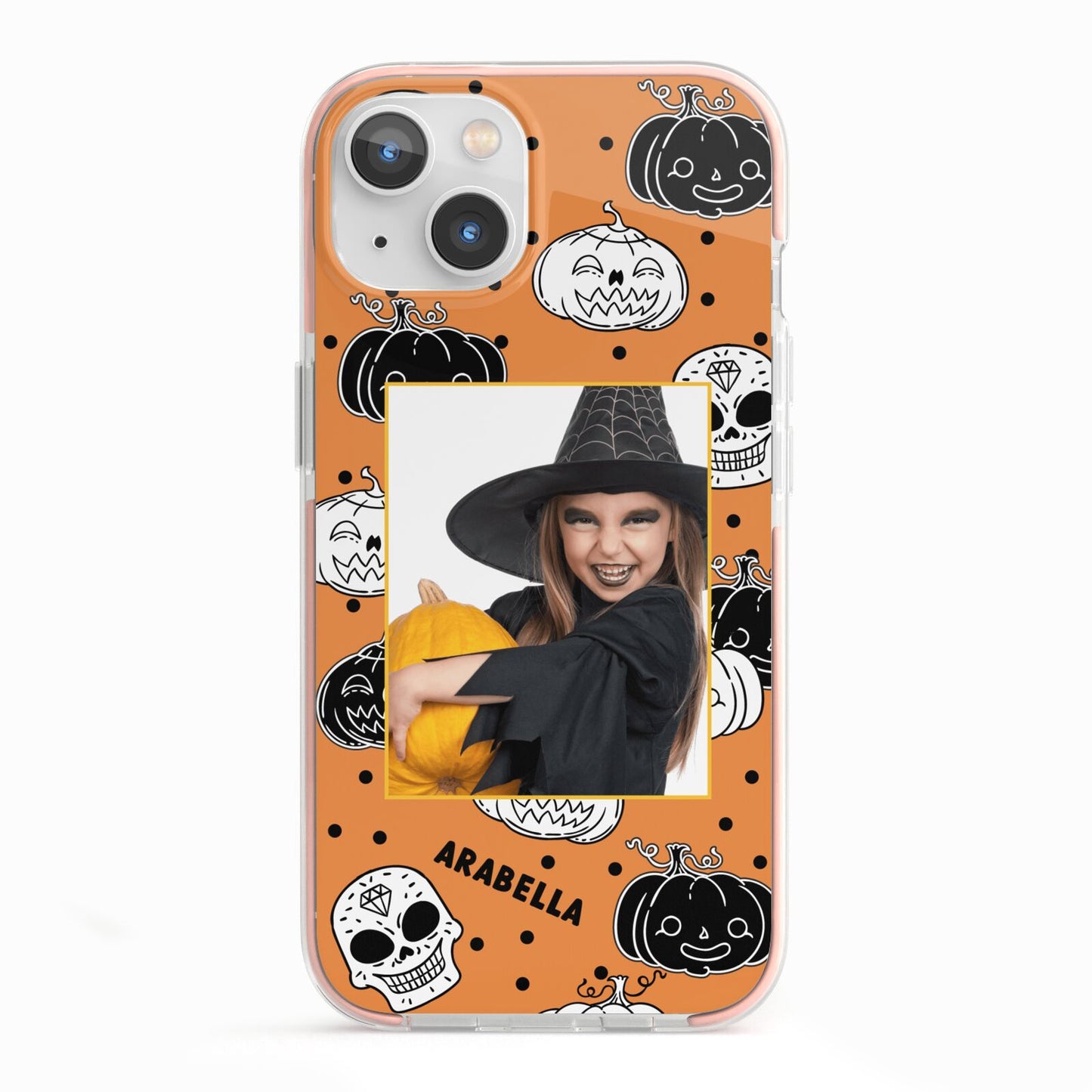 Halloween Pumpkins Photo Upload iPhone 13 TPU Impact Case with Pink Edges