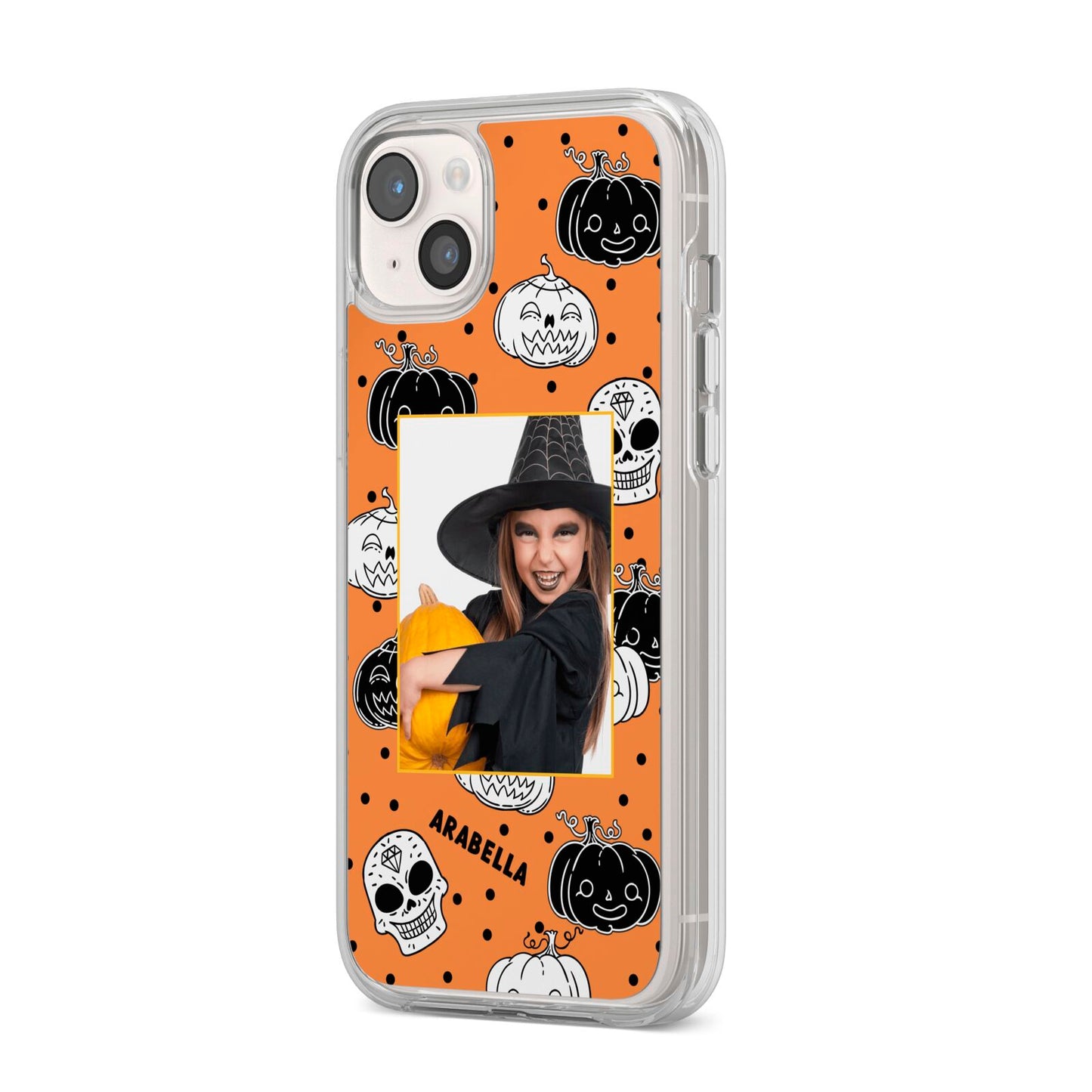 Halloween Pumpkins Photo Upload iPhone 14 Plus Clear Tough Case Starlight Angled Image