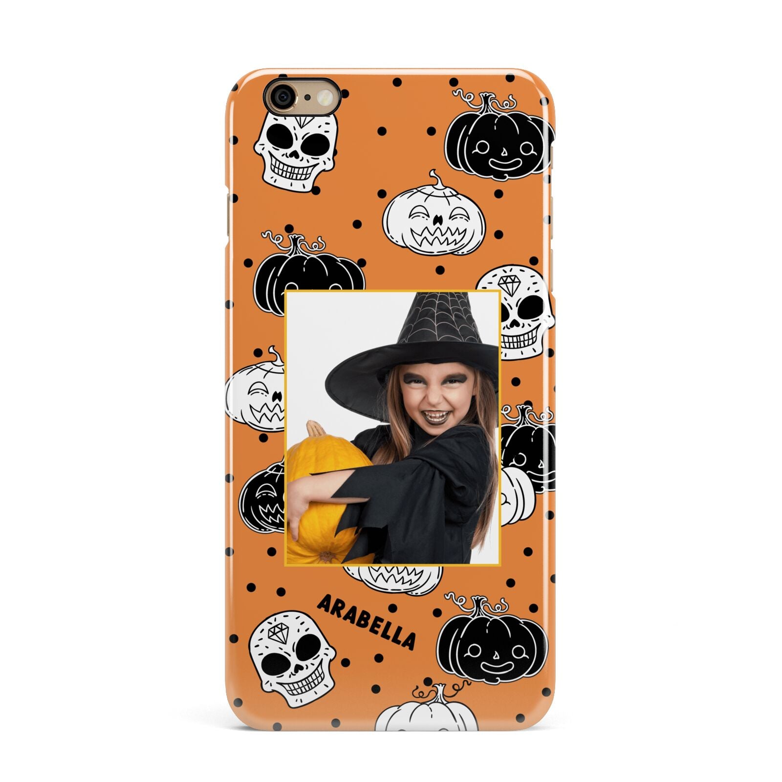 Halloween Pumpkins Photo Upload iPhone 6 Plus 3D Snap Case on Gold Phone