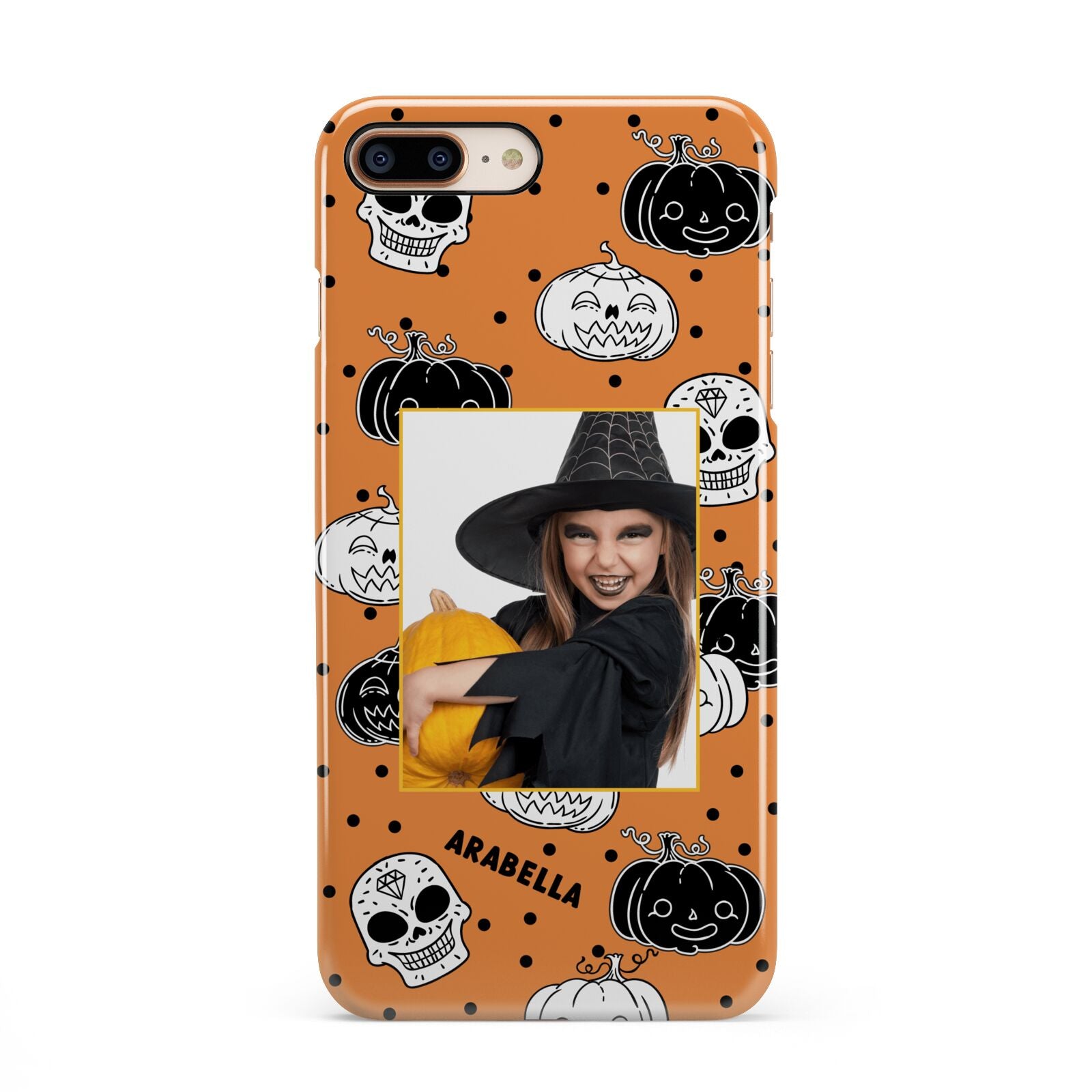 Halloween Pumpkins Photo Upload iPhone 8 Plus 3D Snap Case on Gold Phone