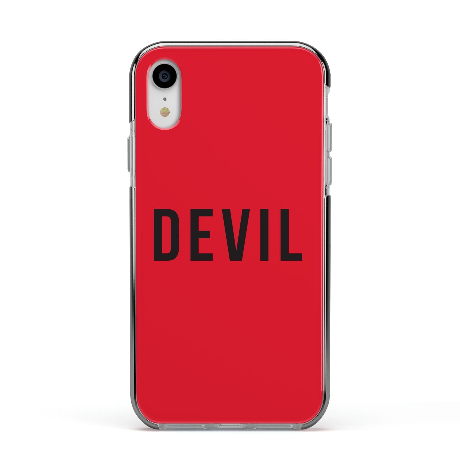 Halloween Red Devil Apple iPhone XR Impact Case Black Edge on Silver Phone