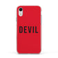 Halloween Red Devil Apple iPhone XR Impact Case Pink Edge on Silver Phone