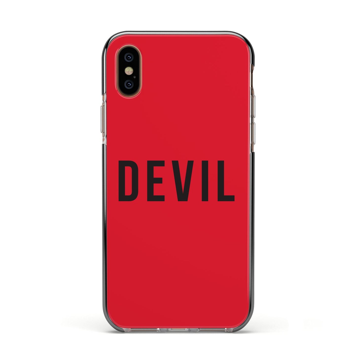 Halloween Red Devil Apple iPhone Xs Impact Case Black Edge on Gold Phone