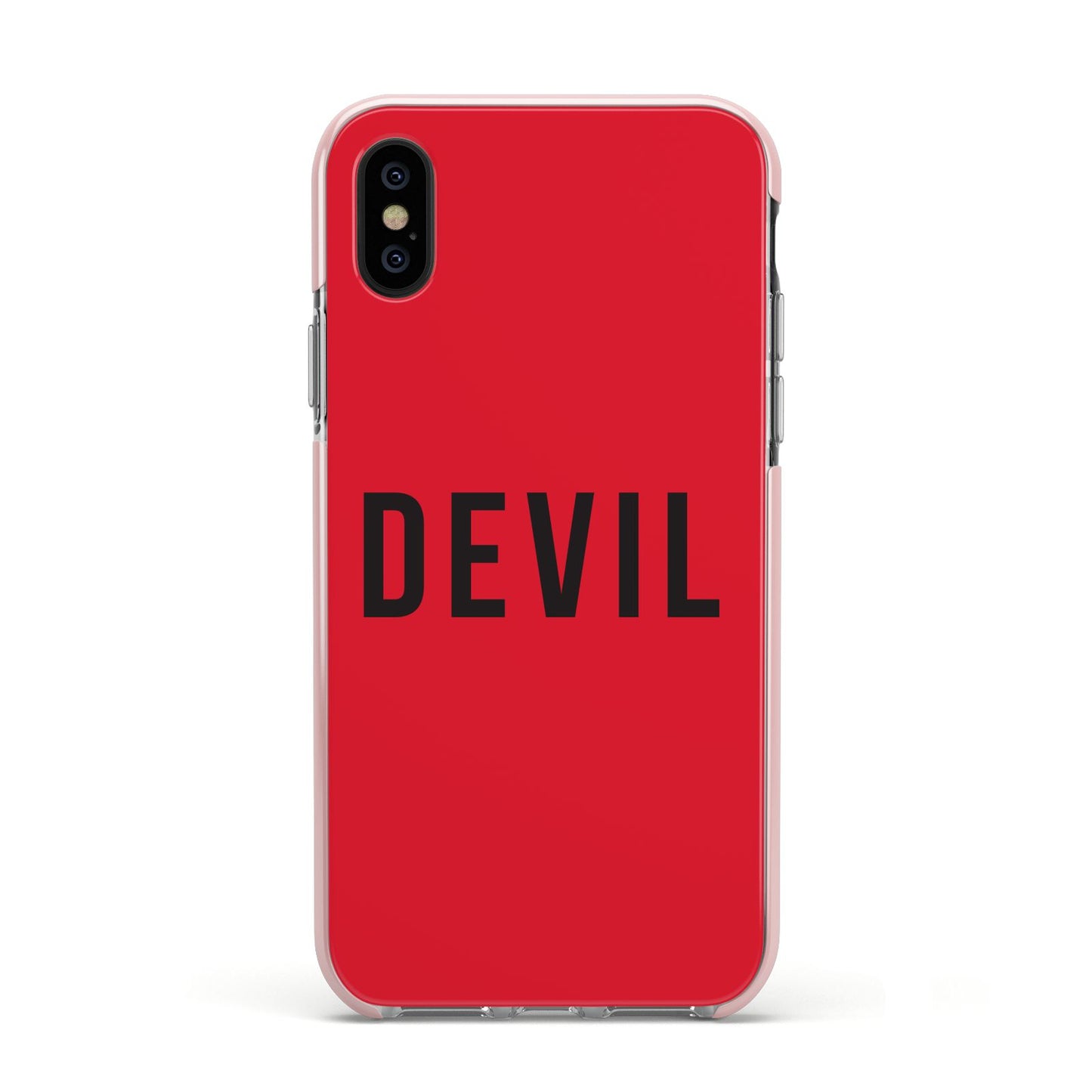 Halloween Red Devil Apple iPhone Xs Impact Case Pink Edge on Black Phone
