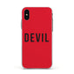 Halloween Red Devil Apple iPhone Xs Impact Case White Edge on Black Phone