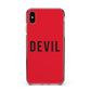 Halloween Red Devil Apple iPhone Xs Max Impact Case Black Edge on Silver Phone