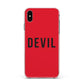 Halloween Red Devil Apple iPhone Xs Max Impact Case Pink Edge on Black Phone