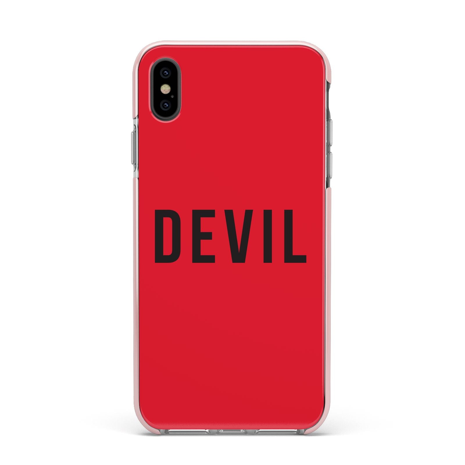 Halloween Red Devil Apple iPhone Xs Max Impact Case Pink Edge on Black Phone