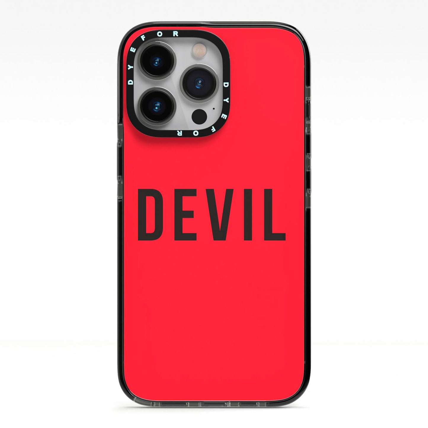 Halloween Red Devil iPhone 13 Pro Black Impact Case on Silver phone