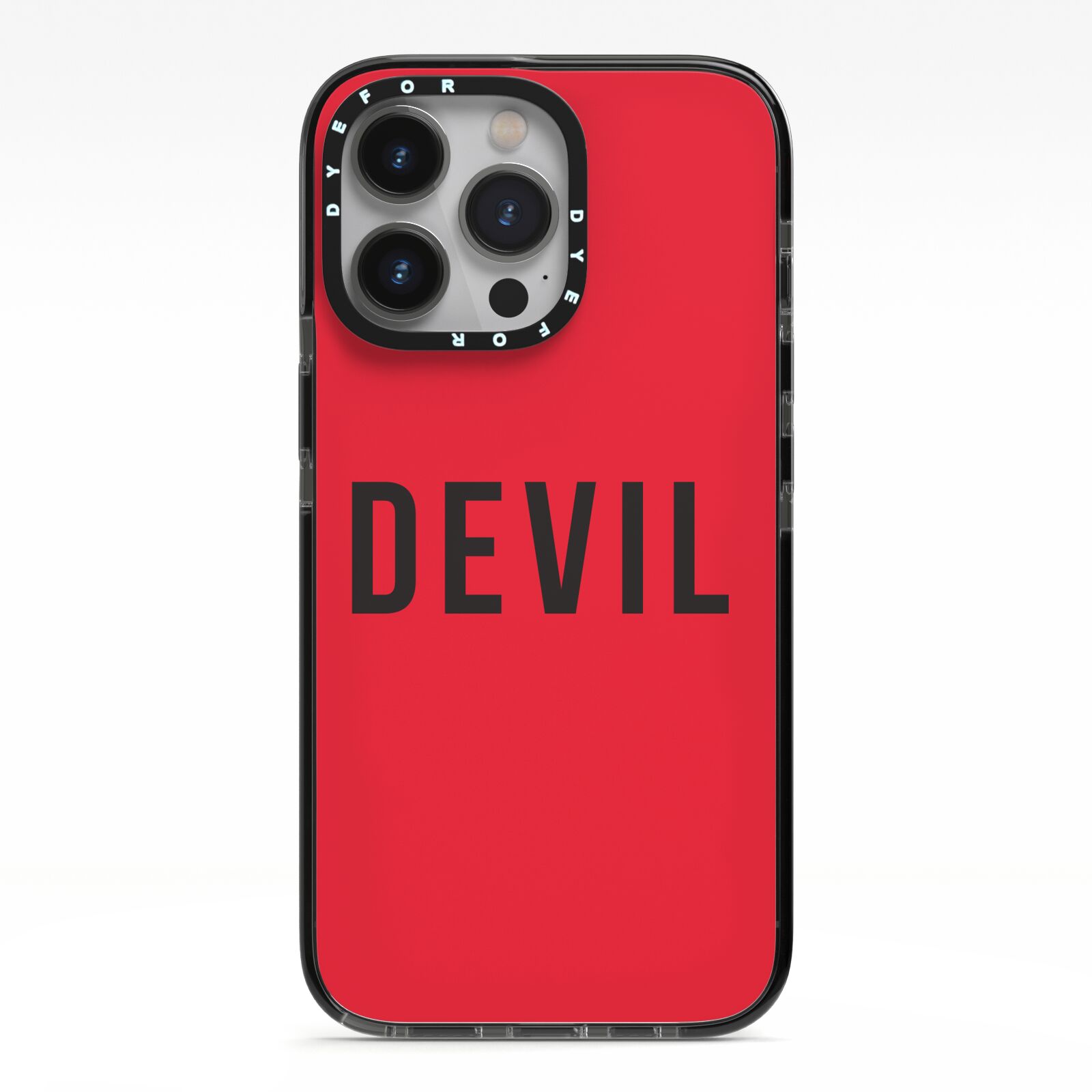Halloween Red Devil iPhone 13 Pro Black Impact Case on Silver phone