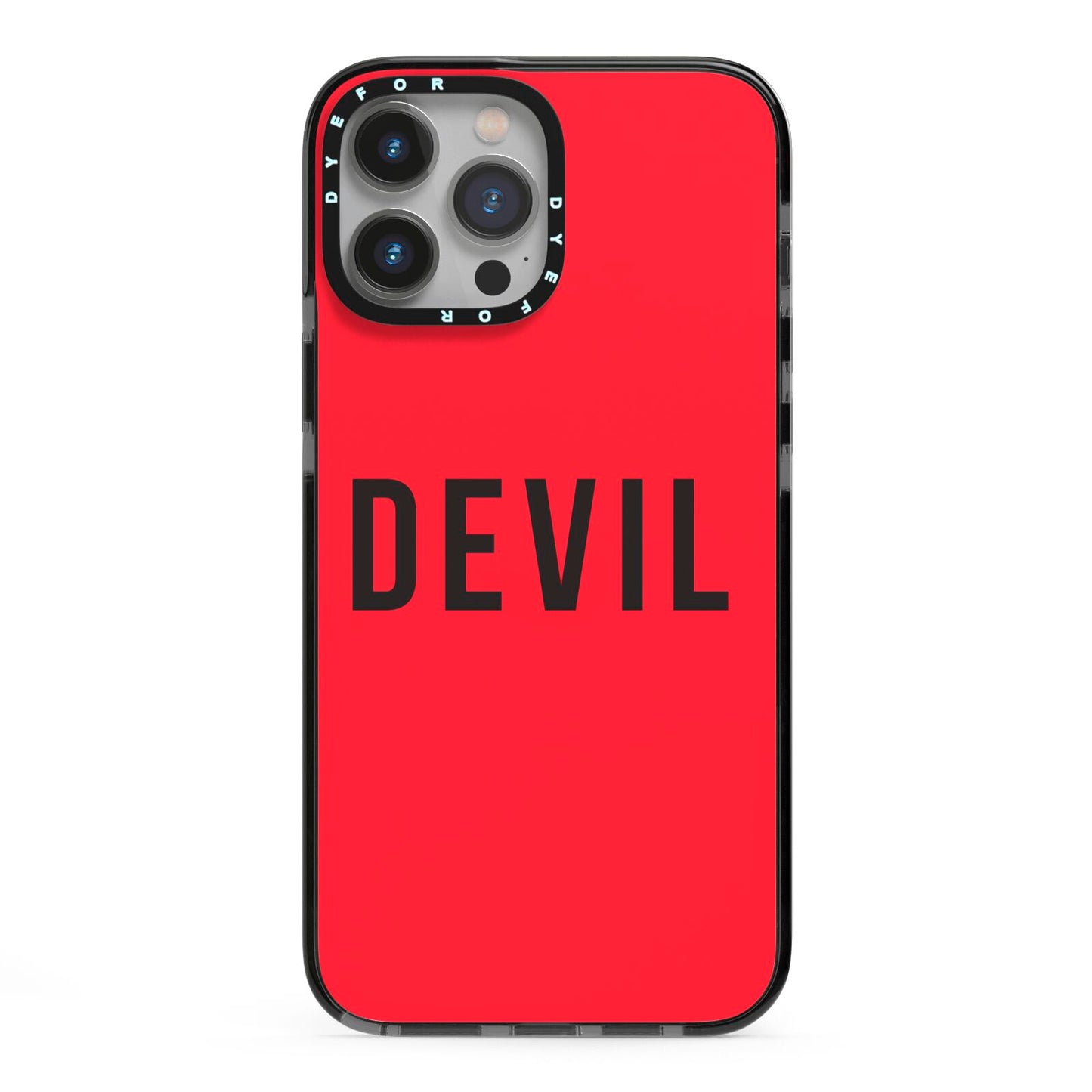 Halloween Red Devil iPhone 13 Pro Max Black Impact Case on Silver phone