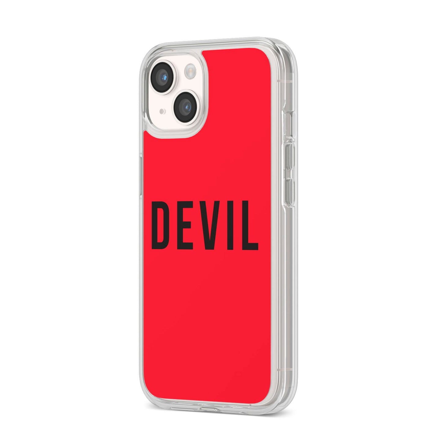 Halloween Red Devil iPhone 14 Clear Tough Case Starlight Angled Image