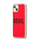 Halloween Red Devil iPhone 14 Plus Clear Tough Case Starlight Angled Image