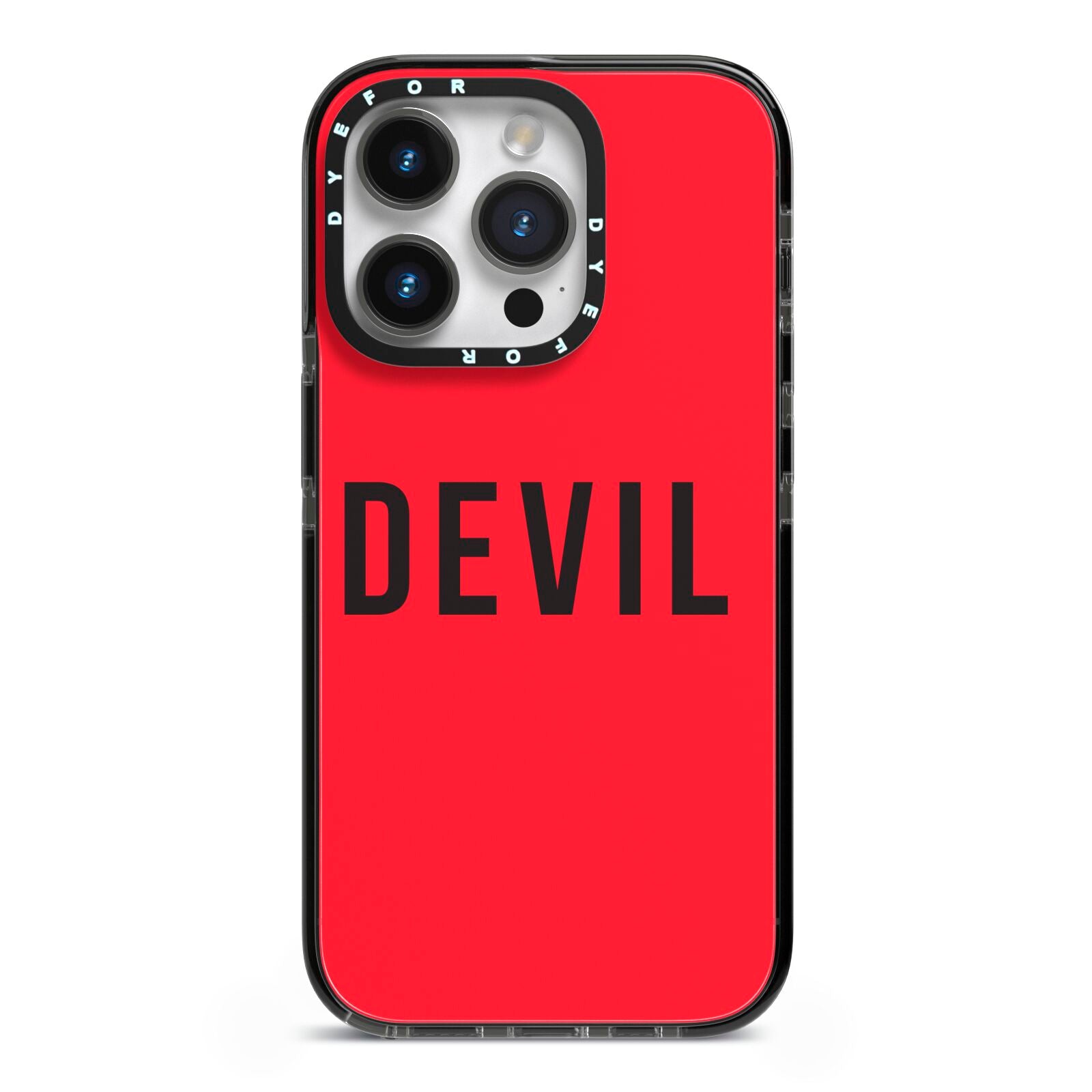 Halloween Red Devil iPhone 14 Pro Black Impact Case on Silver phone