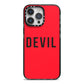 Halloween Red Devil iPhone 14 Pro Max Black Impact Case on Silver phone