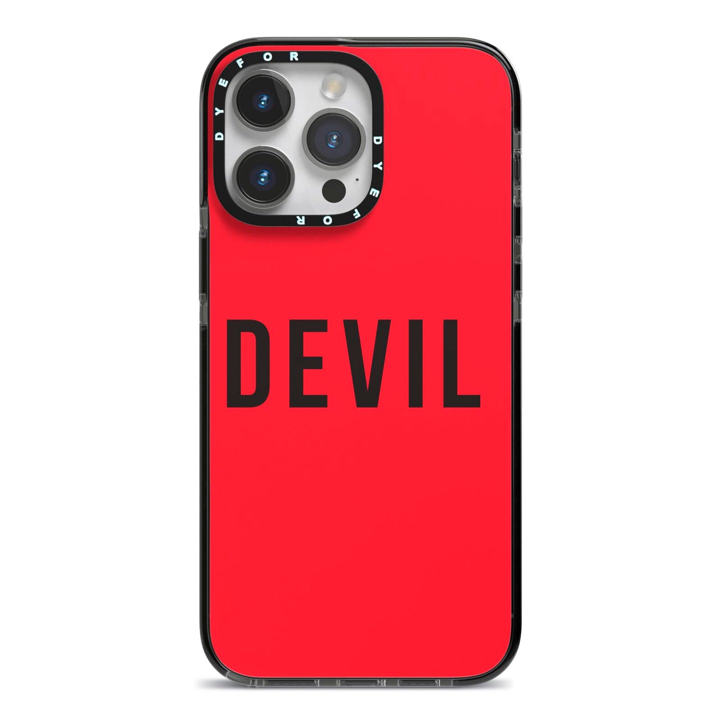 Halloween Red Devil iPhone 14 Pro Max Black Impact Case on Silver phone
